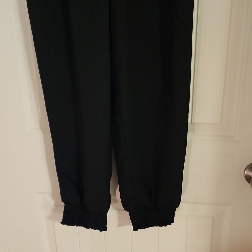 1 STATE Jogger Black Pocketed Smocked Drawstring Elastic Waist Lounge Dress - Picture 3 of 5